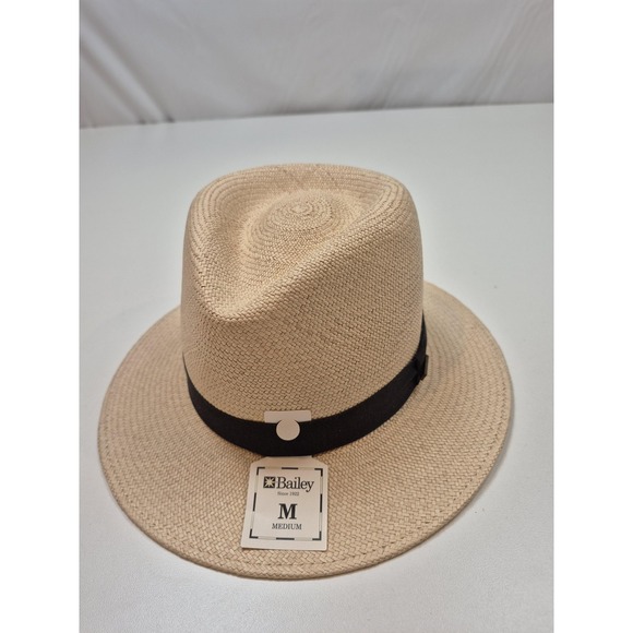 Bailey Hat Panama Hat Mens M Beige Straw Lined Wide Brim Genuine Panama Travel
